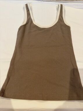 Aerie Women’s Brown Tank Top with Cream Trim